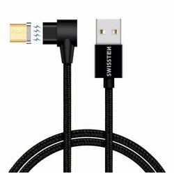 Swissten kabel USB/microUSB, Arcade, magnetski, platneni, 1.2m, 3A, crni Cene