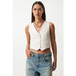 Happiness İstanbul Women's White Linen Short Vest Cijene