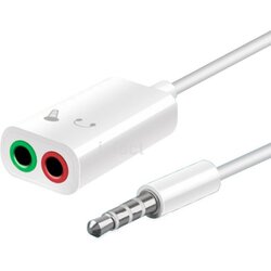 Audio konektor - adapter - slušalke + mikrofon na enojni 3,5 mm cinch - beli Cene