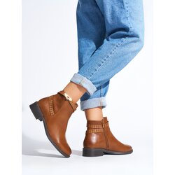 Shelvt Women's brown low-heeled ankle boots Cene