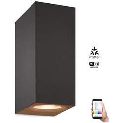 Wiz LED RGBW prigušiva zidna svetiljka UP&DOWN 2xGU10/4,7W/230V crna Wi-Fi Cene