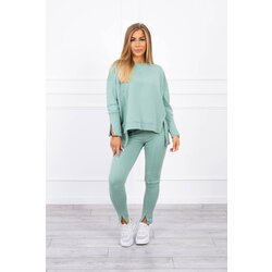 Kesi Set with oversize blouse in dark mint color Cene