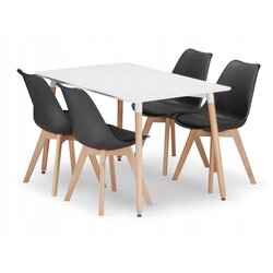 Stolna Garnitura ADRIA 120x80 Bijela + 4 Crne Stolice Cijene