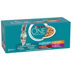 Purina 7613287586179 ONE Adult mokra mačja hrana s piščancem/govedino/jagnjetino/morsko ribo v omaki, 40x85g Cene