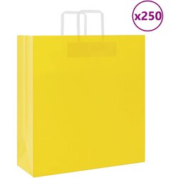vidaXL Papirnate vrečke 250 kosov z ročaji rumena 45x17x48 cm, (5000160948) Cene