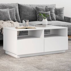vidaXL Stolić za kavu s LED svjetlima bijeli 90x49x40 cm Cijene