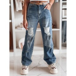DStreet Spodnie damskie jeansowe wide leg z dziurami DEMARIP niebieskie Cene