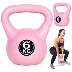Kettlebell 6 kg za vježbanje, bučica, lopta s utezima, fitness opterećenje, roza, ModernHome Cene