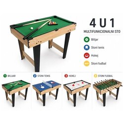 Shoppster Sto za igru 4 u 1 - bilijar, stoni fudbal, stoni tenis i hokej Cene