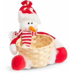 Family Christmas božična košarica s plišastim božičkom 18 x 17 cm Cene