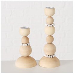 Boltze set od 2 drvena svijećnjaka beads Cene