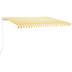 Maison Chic Ročno zložljiva tenda - Senčniki z LED lučmi 400x300 cm rumena in bela, (22041620) Cene