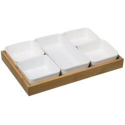 Secret De Gourment SG ZDJELICE ZA POSLUŽIVANJE 6/1 S DASKOM, BAMBUS, BIJELE Cene
