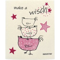 OWOSCHFETZN Gobasta krpa "Kokoš Berta - Make a wisch" - Roza Cene