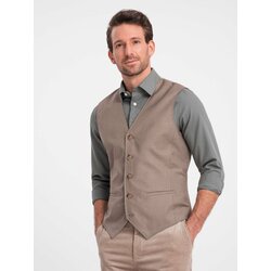 Ombre Men's suit vest without lapels - beige Cene