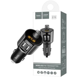 Hoco FM modulator, BT handsfree, 12 V/24 V, 2 x USB 2,4 A - E19 Smart, BT, FM, Charger Cene