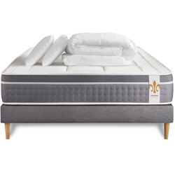 Litier Deluxe Kompletni paket za posteljo - Vzmetnica 140x190 cm + Vzmetni okvir z letvami (v kompletu) + 2 vzglavnika + Prevleka - Trente, (21614304) Cene