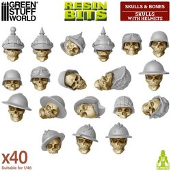 Green Stuff World Resin Skulls with Helmets Set | Set smolastih lobanja sa kacigama (40 kom, 1:48 razmera) Cene