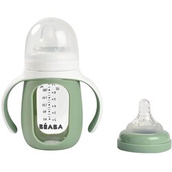 Béaba® steklena steklenička za učenje pitja 2v1 sage green 210ml Cene