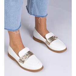 D/CEO marka niezdefiniowana White faux leather loafers with rhinestones Berita Cene
