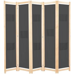 vidaXL Sobna pregrada s 5 panela od tkanine 200 x 170 x 4 cm siva Cijene