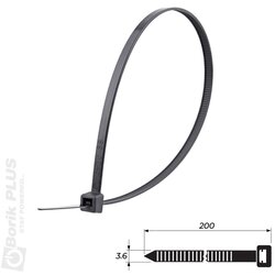 VATPAN Vezice za kablove 100 kom, 200×3.6 mm CRNE Cene