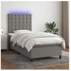  Krevet box spring s madracem LED tamnosivi 100x200 cm tkanina Cijene