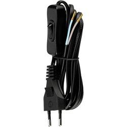 REV Kabel Euro plastični H03VVH2 2x0\,75² s stikalom 2m črn 0505681555 tok priključni kabel črna 2 m, (20519252) Cene