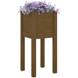 vidaXL vrtno cvetlično korito medeno rjavo 31x31x70 cm trdna borovina Cene