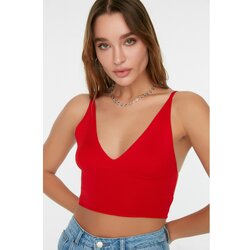 Trendyol Red Strap Crop Knitwear Blouse Cene