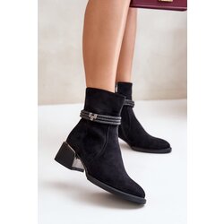 Kesi Insulated women's ankle boots on a low heel with decorative straps D&A black Cijene