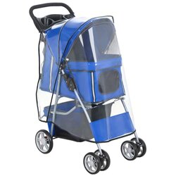 Nesta Zložljiv voziček za pse in mačke do 10 kg, z zaščito proti dežju, odsevnimi trakovi, košaro za shranjevanje, moder, 77x44x102 cm, (5000493064) Cene