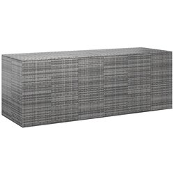 vidaXL Vrtna škatla za blazine PE ratan 291x100,5x104 cm siva, (20709514) Cene