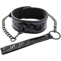  Crna ogrlica sa metalnim povodcem Black Collar and Leash Cene