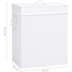 vidaXL Košara za perilo iz bambusa 2-delna bela 100 L, (20704828) Cene