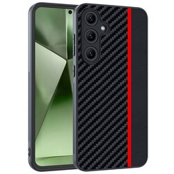 CARBON FIBER Texture maska za Samsung Galaxy S24 - Black / Red Cene