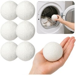 Natural Wool Tumble Dryer Balls Hypoallergenic White 7cm 6pcs. Cene