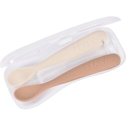 Beaba Set of 2 Ergonomic Spoons žličica s etuijem Clay Praline 4m+ 2 kom Cene