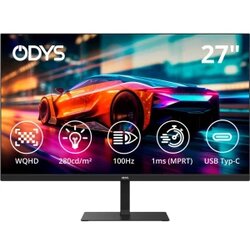 Odys i27-Q-100 LED zaslon Energetska učinkovitost 2021 E (A - G) 68.6 cm (27 palac) 2560 x 1440 piksel 16:9 1 ms HDMI® 2 Cene