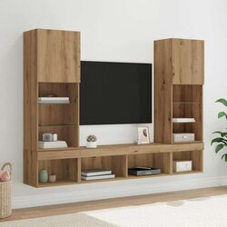 TV stenske enote z LED 5 pcs Umetni hrast 40,5 x 30 x 102 cm - - Rjava - 56.88 - 40,5 x 30 x 102 cm - 2025-vidaXL-Uvoz_2 Cene