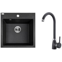 LAVEO Granitni sudoper Alena set s miješalicom i sifonom, crni, 49x49 cm Cijene