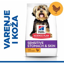 Hill's Science Plan Suva hrana za pse Dog Sensitive Stomach & Skin Adult Small & Mini, Piletina, 3kg Cene