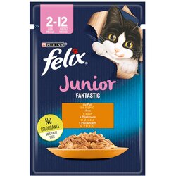 Purina Felix FELIX Fantastic Junior, potpuna hrana za kućne ljubimce, za mačiće, mokra hrana s piletinom u želeu, 85g Cene