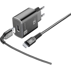 Cellular Line cellularline tetra force 12W lightning inkl. kabel für apple, schwarz Cene