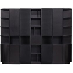 WOOOD Crna modularna biblioteka od masivnog bora 276x210 cm Finca – Cene