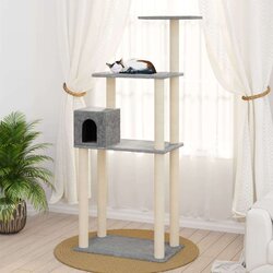 vidaXL penjalica za mačke sa stupovima za grebanje svjetlosiva 147 cm Cijene