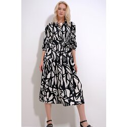 Trend Alaçatı Stili Women's Black-Cream Polka Dot Patterned Woven Viscose Shirt Dress Cijene