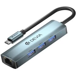 DEVIA adapter HUB 4in1 EC621 USB-C 3.1 to 3x USB 3.0 + RJ45 Cene