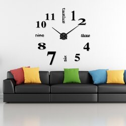  3D Crni Samolepljivi Zidni Sat ( T4311B ) Cene