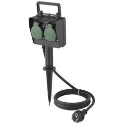 sygonix SY-5231004 vrtna utičnica 2-struki crna, standardno zelena dječja zaštita Cene